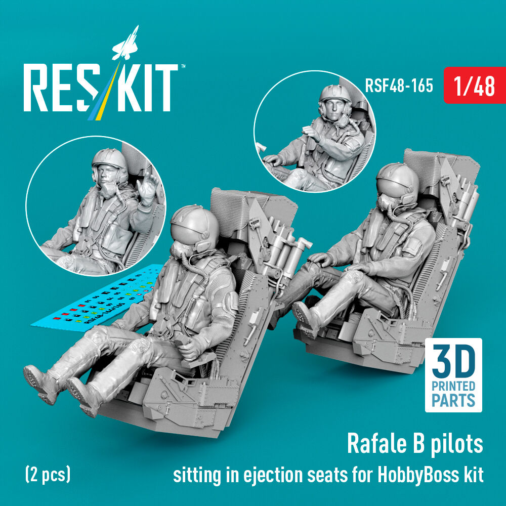 Rafale B pilots sitting in ejection seats for HobbyBoss kit (2 pcs) (3D Printed)