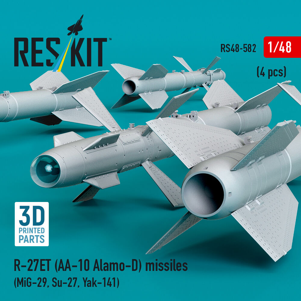R-27ET (AA-10 Alamo-D) missiles (4 pcs) (MiG-29, Su-27, Yak-141) (3D Printed)