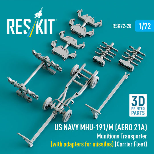 US NAVY MHU-191/M (AERO 21A) Munitions Transporter (with adapters for missiles) (Carrier Fleet, C-130) (3D Printed model kit)