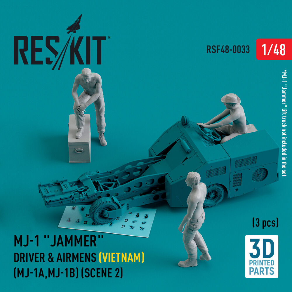 MJ-1 Jammer Driver & airmens (Vietnam) (MJ-1A,MJ-1B) (scene 2) (3 pcs) (3D Printed)