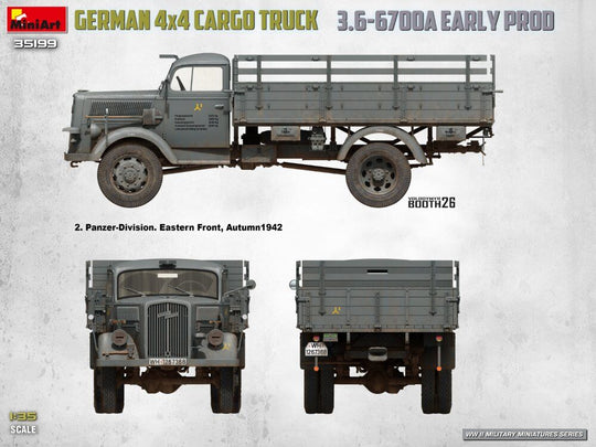 German 3t 4x4 Cargo Truck 3.6-6700A Early Prod