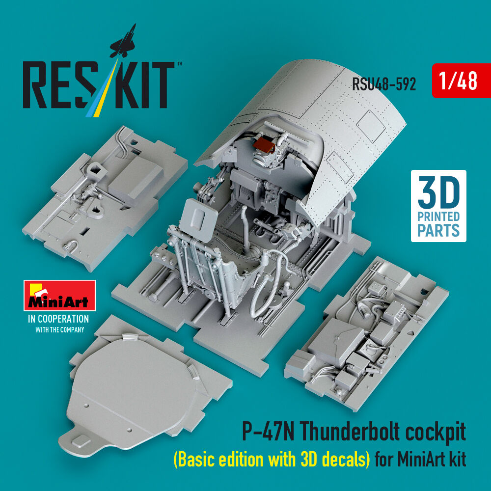 P-47N Thunderbolt cockpit (Basic edition with 3D decals) for MiniArt kit (3D Printed)