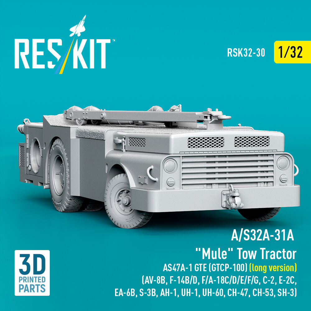 A/S32A-31A Mule Tow Tractor AS47A-1 GTE (GTCP-100) (long version) (AV-8B, F-14B/D, F/A-18C/D/E/F/G, C-2, E-2?, EA-6B, S-3B, AH-1, UH-1, UH-60, CH-47, CH-53, SH-3) (3D Printed model kit)