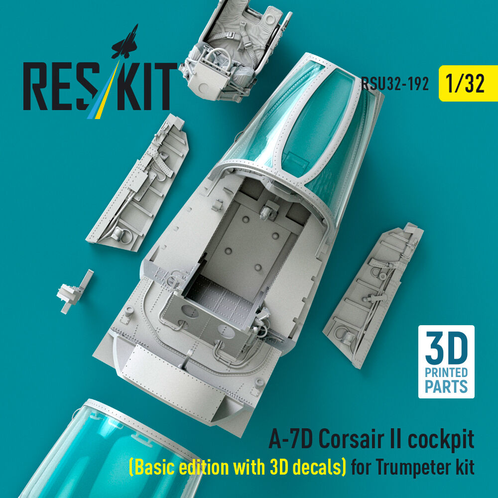 A-7D Corsair II cockpit (Basic edition with 3D decals) for Trumpeter kit (3D Printed)