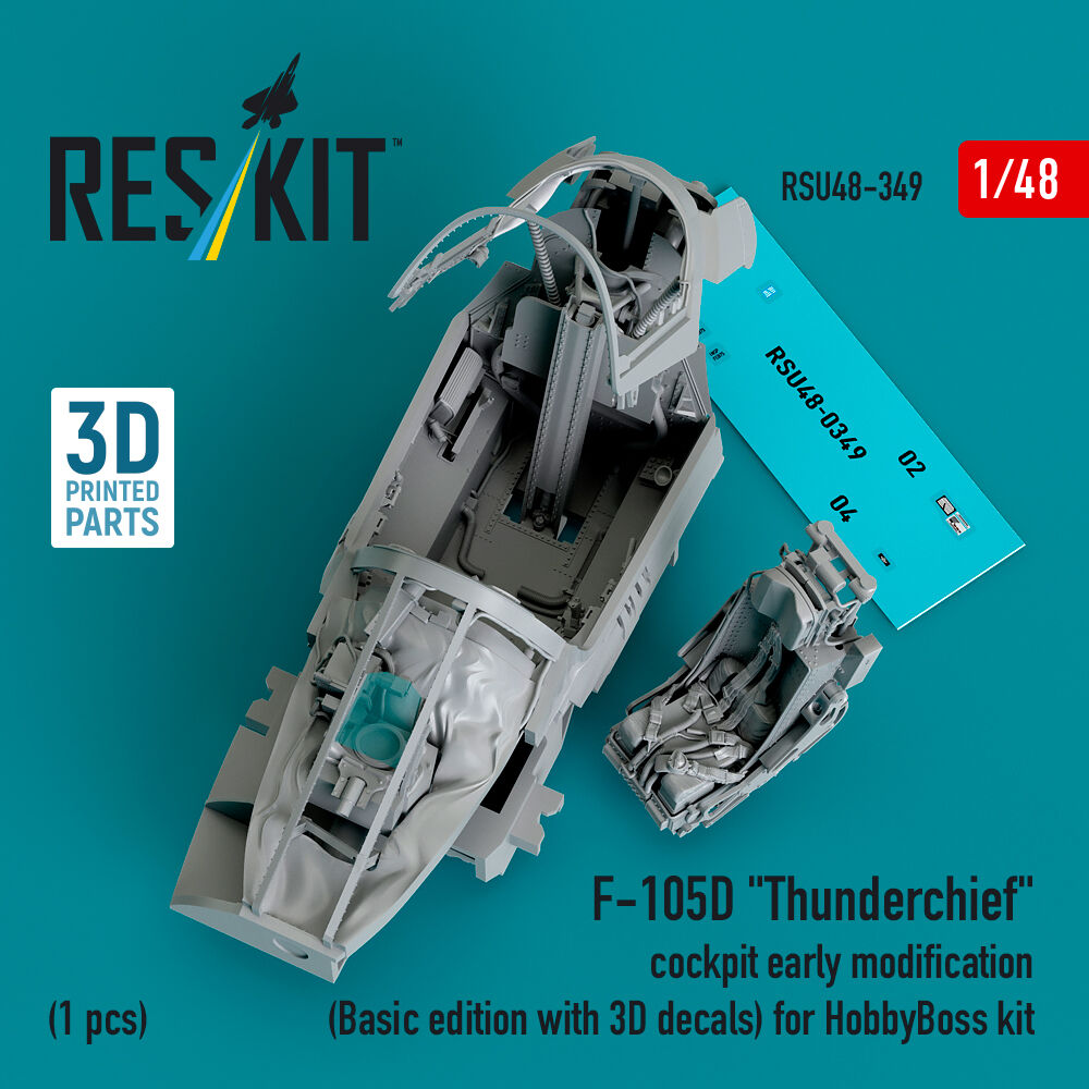 F-105D Thunderchief cockpit early modification (Basic edition with 3D decals) for HobbyBoss kit (3D Printed)