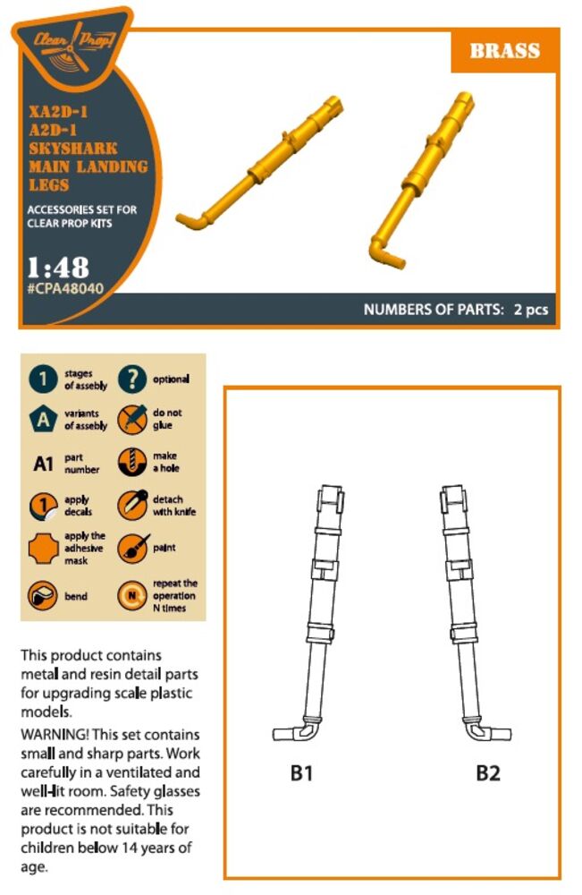 XA2D-1, A2D-1 Skyshark main landing legs for CP kits