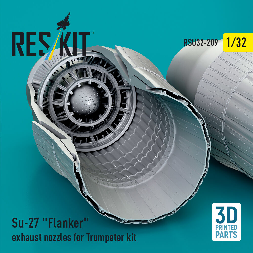 Su-27 Flanker exhaust nozzles for Trumpeter kit (3D Printed)