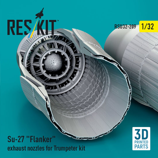 Su-27 Flanker exhaust nozzles for Trumpeter kit (3D Printed)