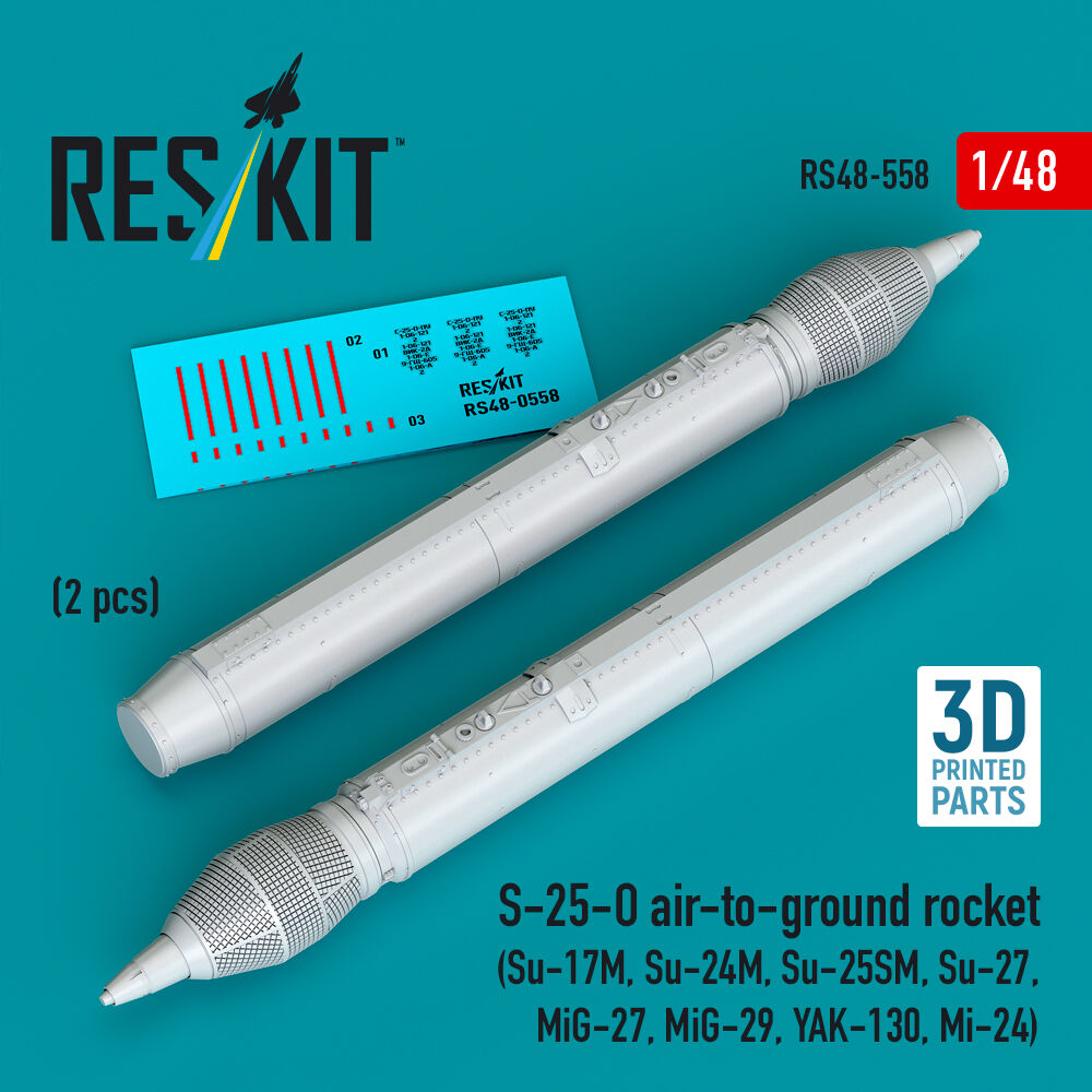 S-25-O air-to-ground rocket (2 pcs) (Su-17M, Su-24M, Su-25SM, Su-27,MiG-27, MiG-29, YAK-130, Mi-24) (3D Printed)