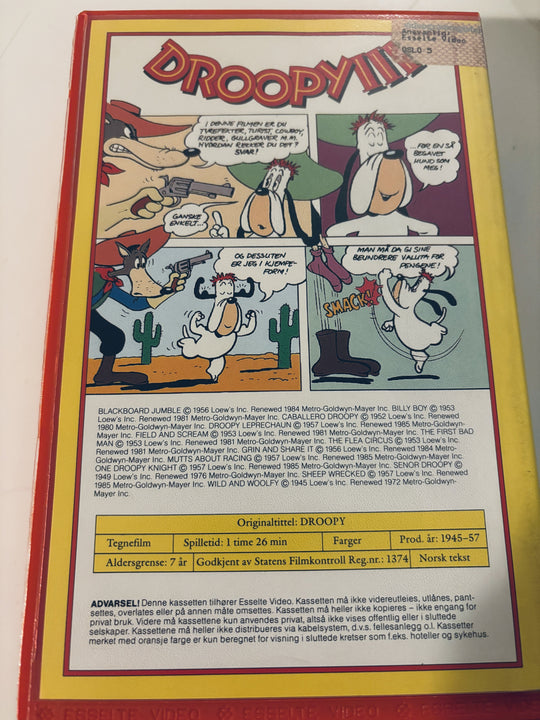 Droopy III: Verdens frekkeste hund på farta! (1987). VHS Big Box.