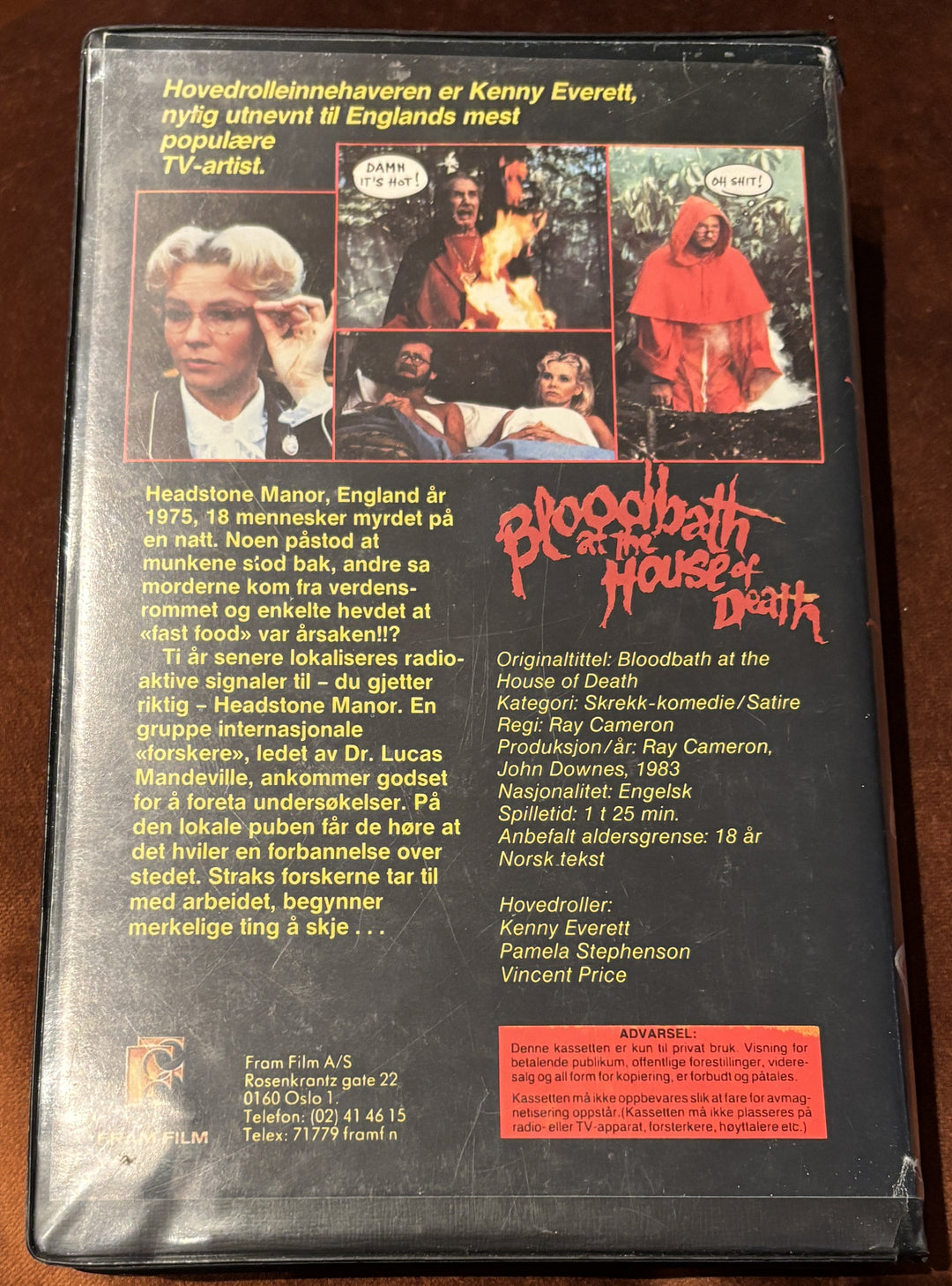 Bloodbath at the House of Death (1984). VHS Big Box.