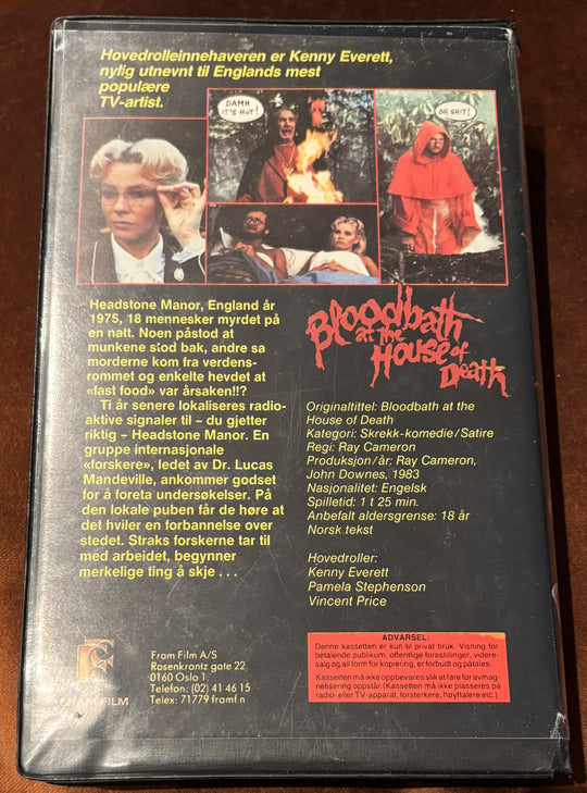 Bloodbath at the House of Death (1984). VHS Big Box.