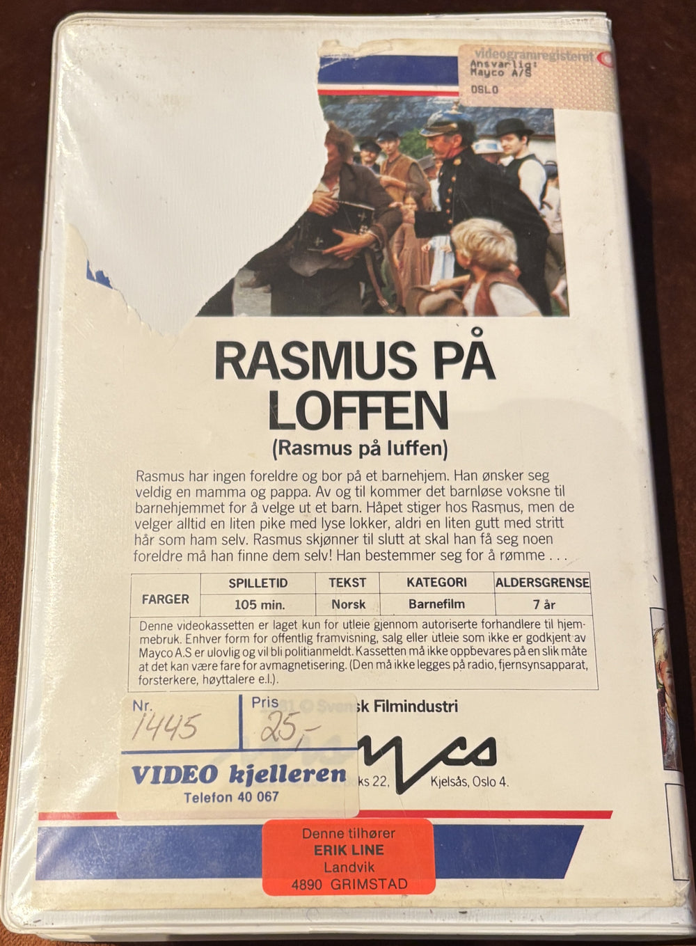 Rasmus på loffen (1981). VHS Big Box.