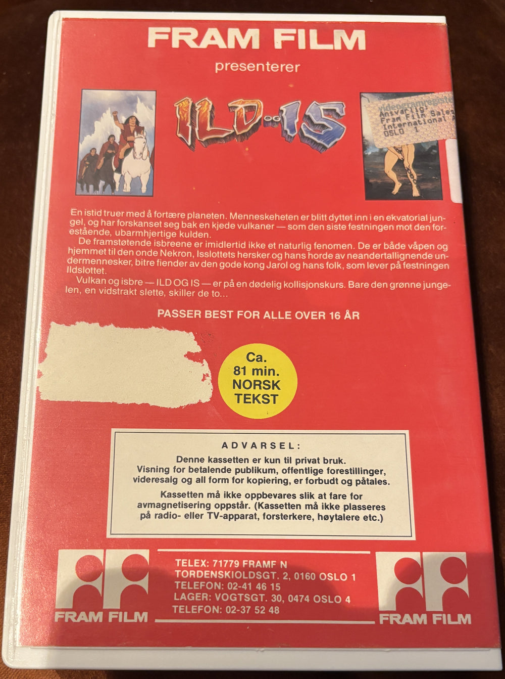 Ild og is / Fire and Ice (1983). VHS Big Box.