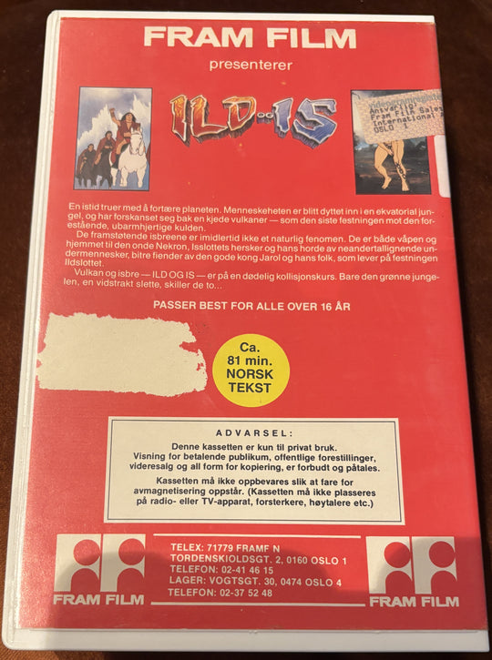 Ild og is / Fire and Ice (1983). VHS Big Box.