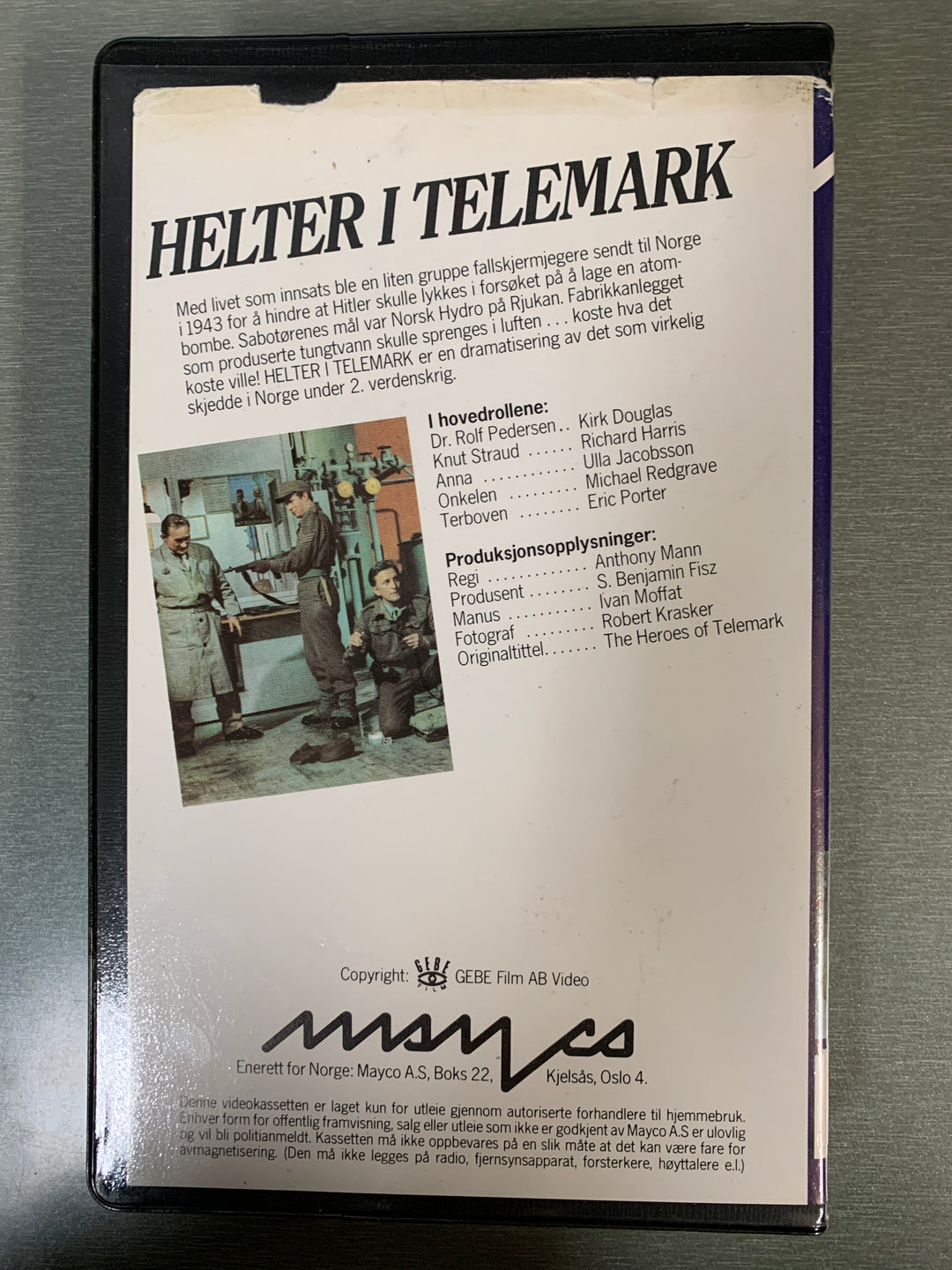 Helter i Telemark / The Heroes of Telemark (1965). VHS Big Box.