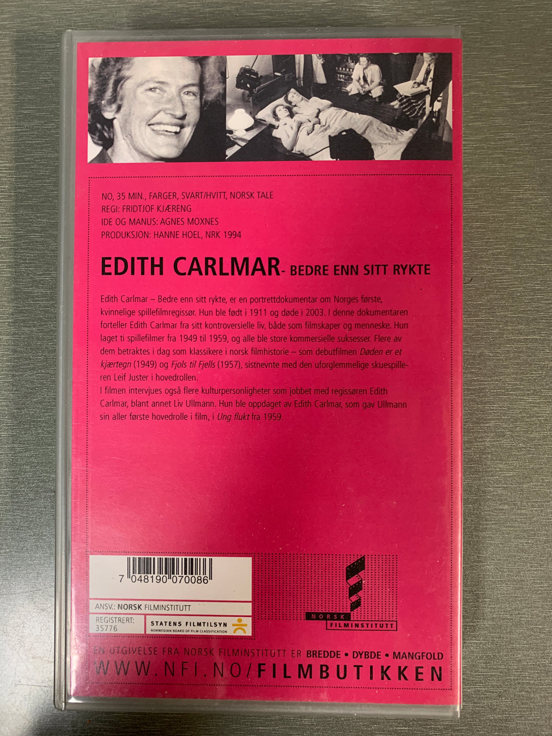 Edith Carlmar - Bedre enn sitt rykte (2003). VHS.