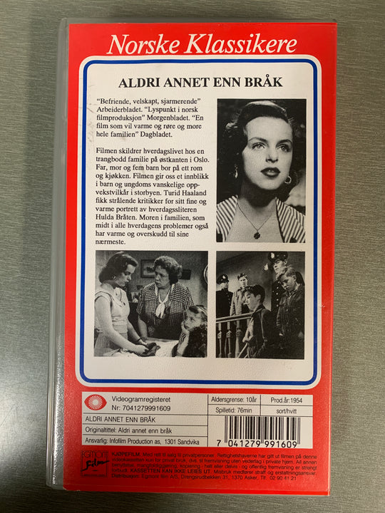 Aldri annet enn bråk (1954). (Norske klassikere) VHS.