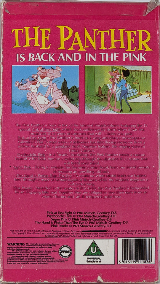 The Pink Panther Cartoon Festival featuring Pink at First Sight (1981). VHS slipcase.