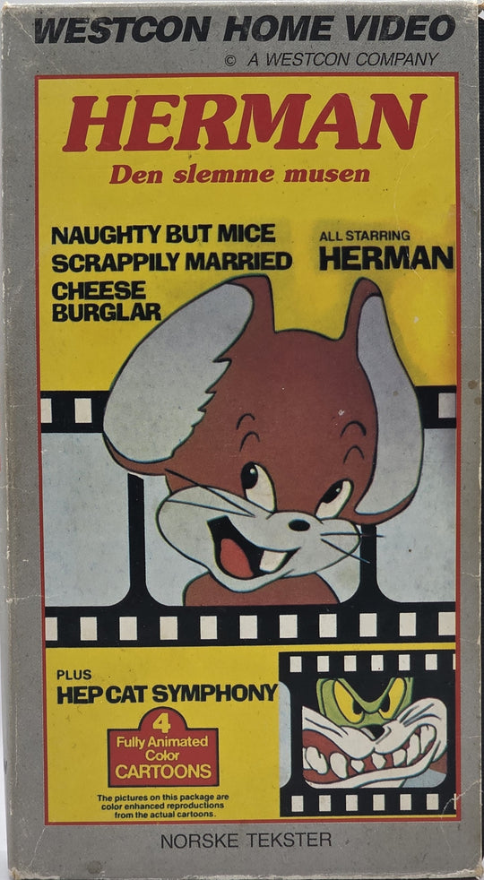 Herman: Den slemme musen (1987). VHS slipcase.