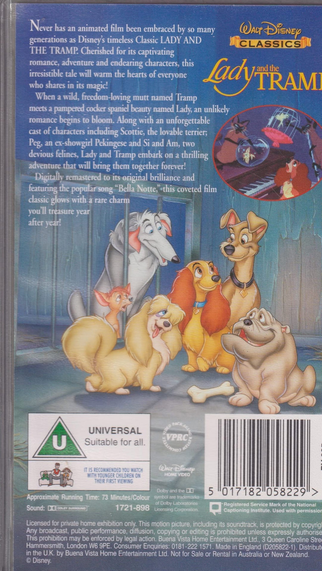 Lady and the Tramp (1955). VHS slipcase.