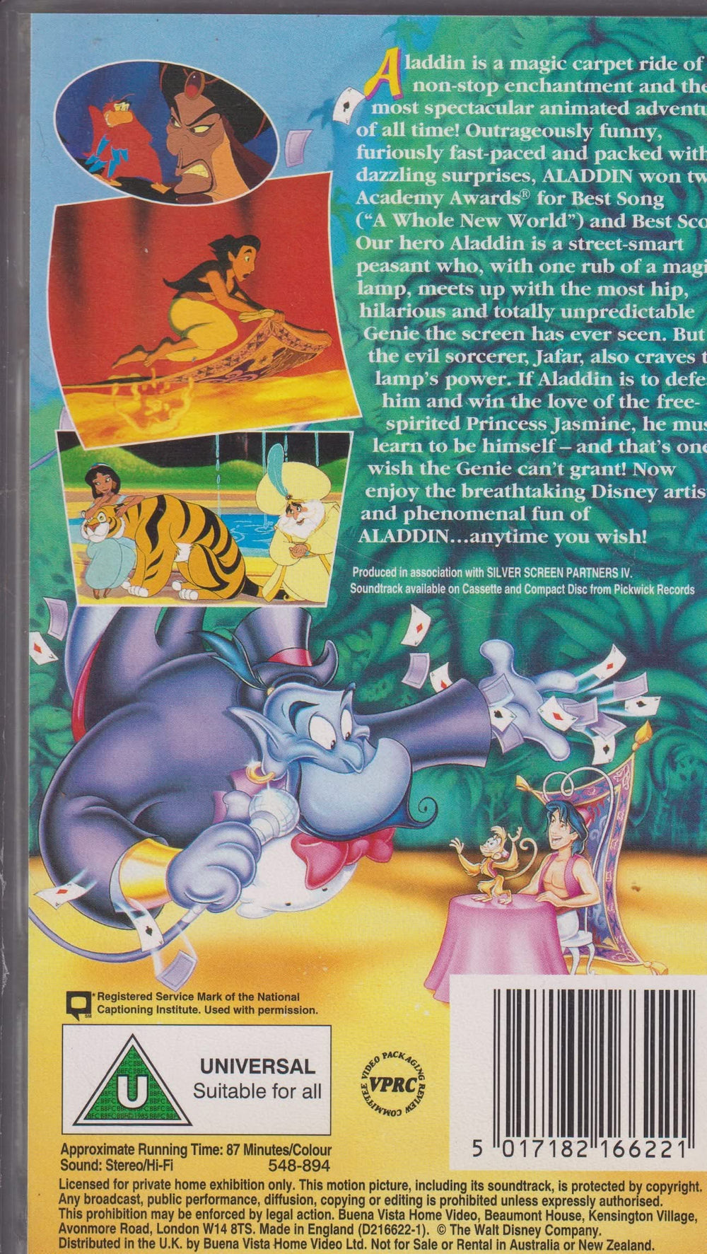 Aladdin (1992). VHS slipcase.