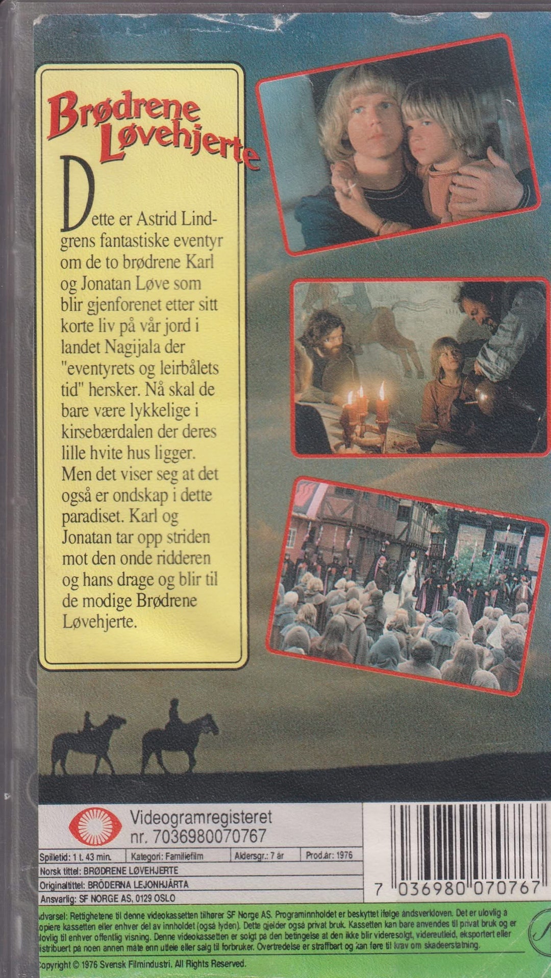 Brødrene Løvehjerte (1977). VHS leiefilm.
