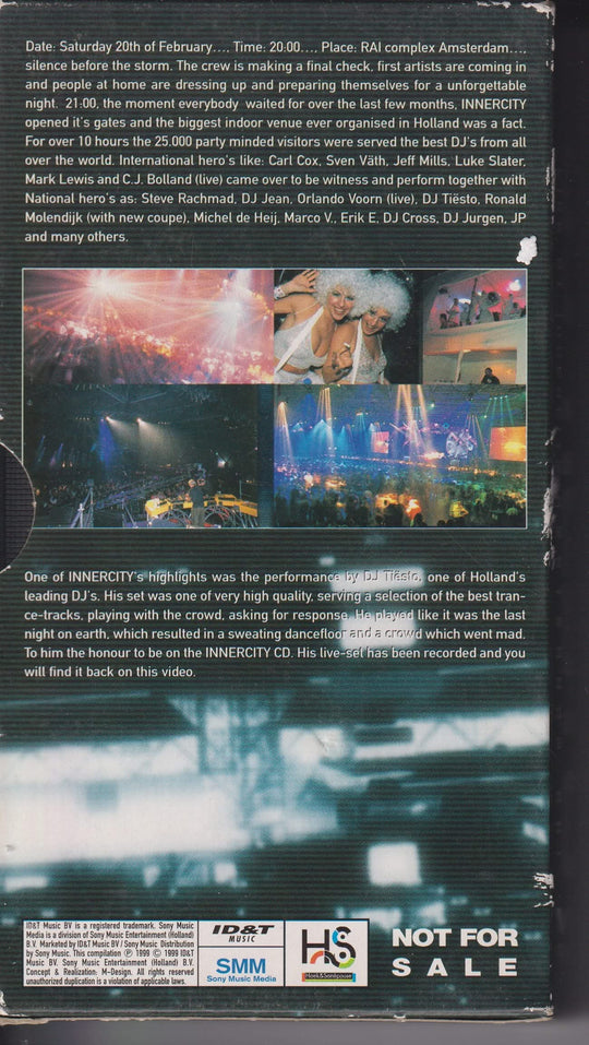 DJ Tiësto – Live at Innercity, Amsterdam RAI (1999). VHS.