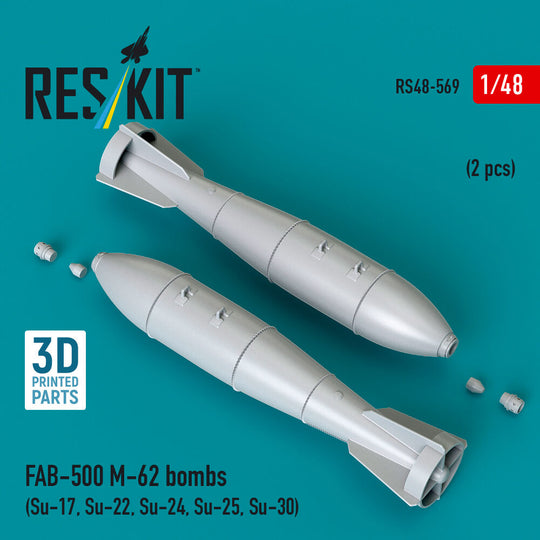 FAB-500 M-62 bombs (2 pcs) (Su-17, Su-22, Su-24, Su-25, Su-30) (3D Printed)