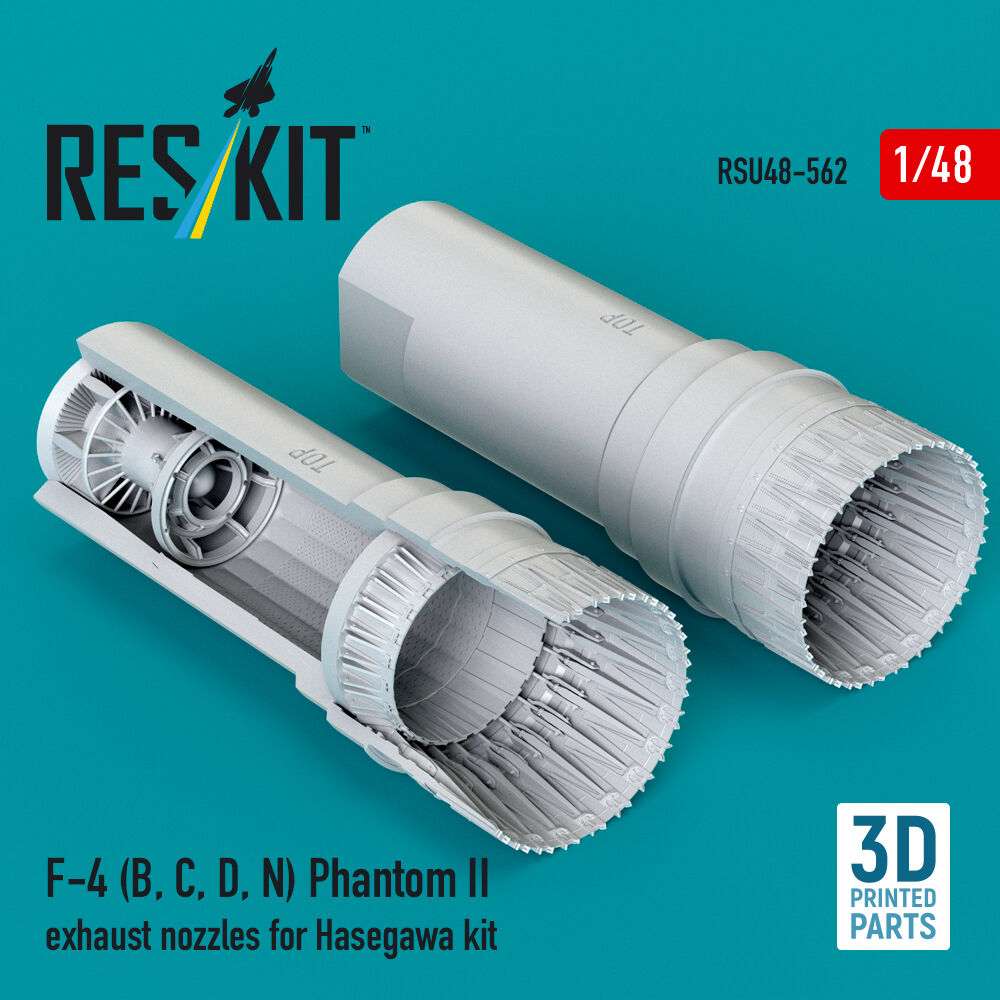 F-4 (B, C, D, N) Phantom II exhaust nozzles for Hasegawa kit (3D Printed)