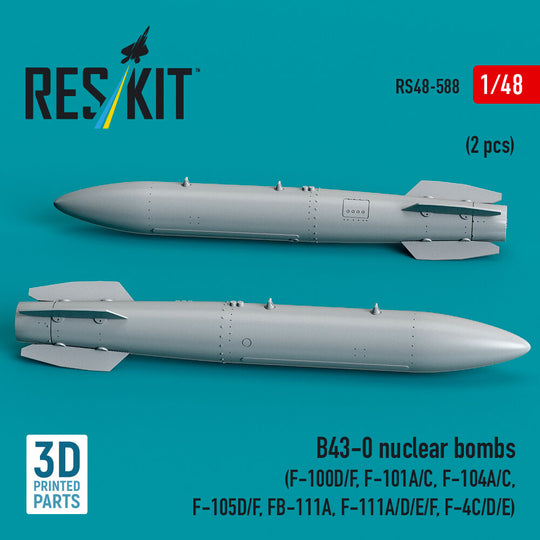 B43-0 nuclear bombs (2 pcs) (F-100D/F, F-101A/C, F-104A/C, F-105D/F, FB-111A, F-111A/D/E/F, F-4C/D/E) (3D Printed)