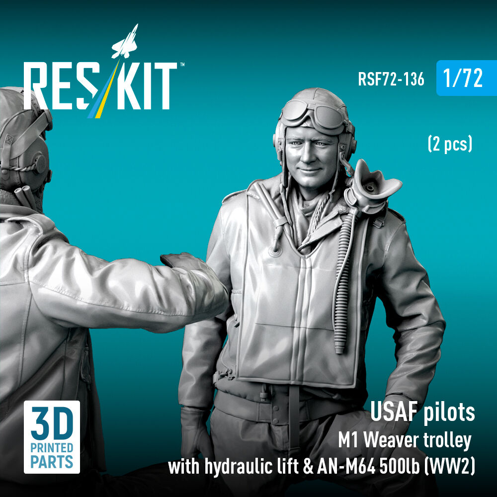 USAF pilots (2pcs) & M1 Weaver Hydraulic bomb lift & AN-M64 500lb (WW2) (3D Printed)