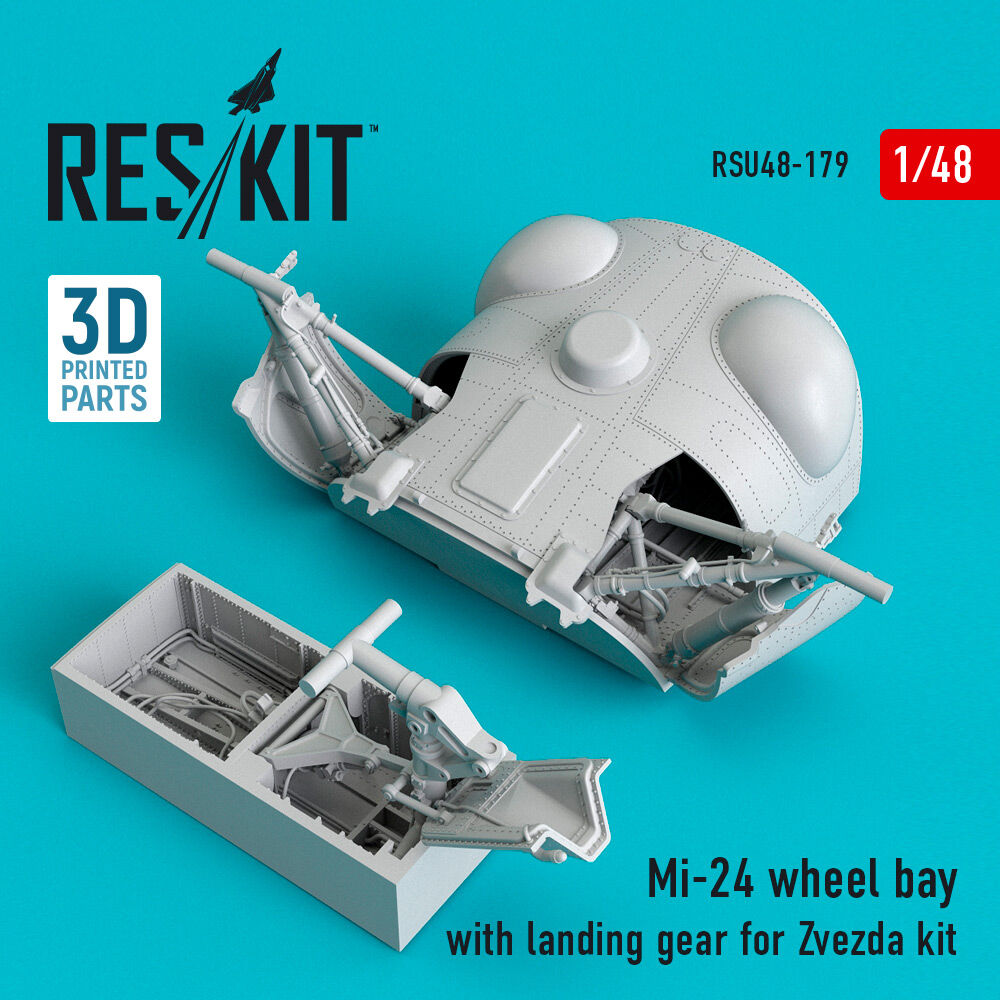 Mi-24 wheel bay with landing gear for Zvezda kit (3D Printed)