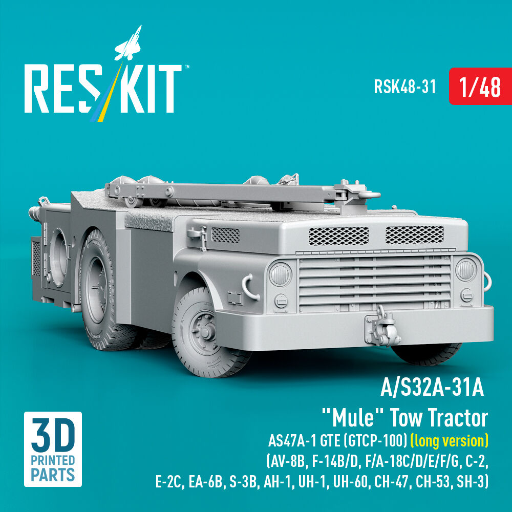 A/S32A-31A Mule Tow Tractor AS47A-1 GTE (GTCP-100) (long version) (AV-8B, F-14B/D, F/A-18C/D/E/F/G, C-2, E-2?, EA-6B, S-3B, AH-1, UH-1, UH-60, CH-47, CH-53, SH-3) (3D Printed model kit)