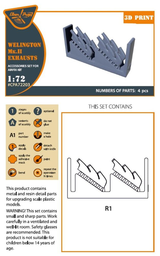 Welington Mk.II exhausts for Airfix kits