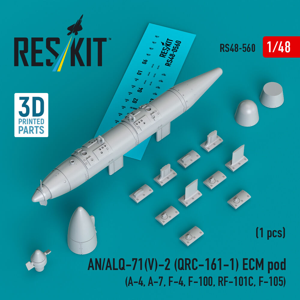 AN/ALQ-71(V)-2 (QRC-161-1) ECM pod (1pcs) (A-4, A-7, F-4, F-100, RF-101C, F-105) (3D Printed)