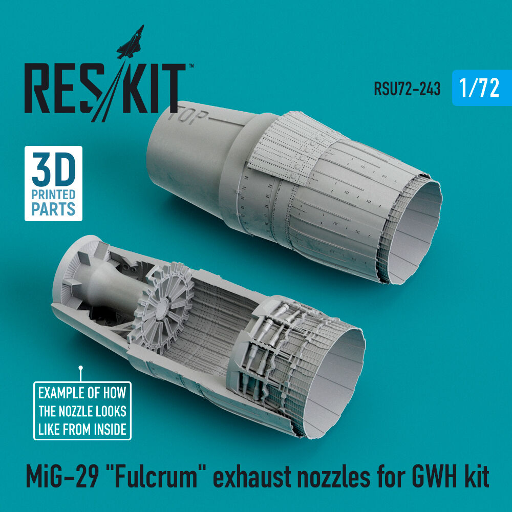 MiG-29 Fulcrum exhaust nozzles for GWH kit (3D Printed + Resin)