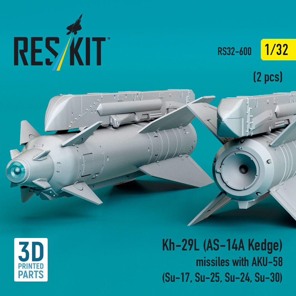 Kh-29L (AS-14A Kedge) missiles with AKU-58 (2 pcs) (Su-17, Su-25, Su-24, Su-30) (3D Printed)