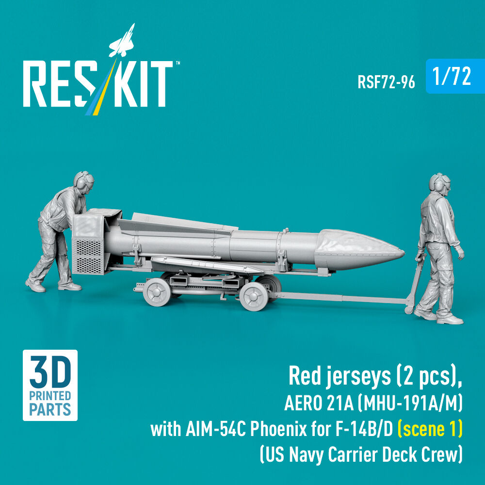 Red jerseys (2 pcs), AERO 21A (MHU-191A/M) with AIM-54C Phoenix for F-14B/D (scene 1) (US Navy Carrier Deck Crew) (3D Printed)