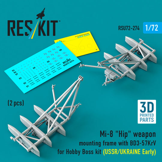 Mi-8 Hip weapon mounting frame with BD3-57KrV for Hobby Boss kit (USSR/UKRAINE Early) (2 pcs) (3D Printed)