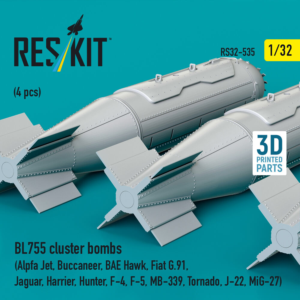 BL755 cluster bombs (4 pcs) (Alpfa Jet, Buccaneer, BAE Hawk, Fiat G.91, Jaguar, Harrier, Hunter, F-4, F-5, MB-339, Tornado, J-22, MiG-27) (3D Printed)