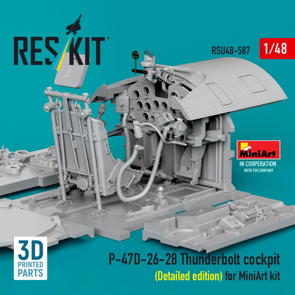 P-47D-26-28 Thunderbolt cockpit (Detailed edition) for MiniArt kit (3D Printed)