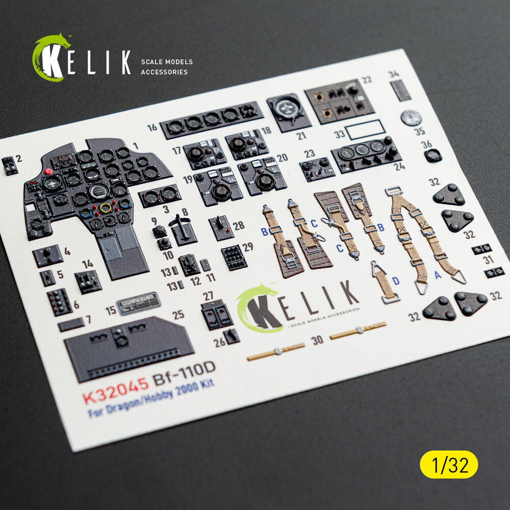 Bf-110D - interior 3D decals for Dragon/Hobby 2000 kit