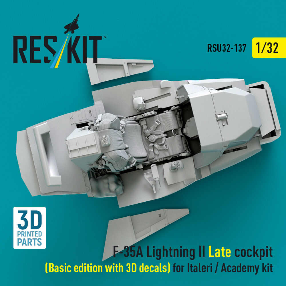 F-35A Lightning II Late cockpit (Basic edition with 3D decals) for Italeri / Academy kit (3D Printed)