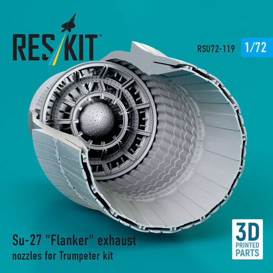 Su-27 Flanker exhaust nozzles for Trumpeter kit (3D Printed)