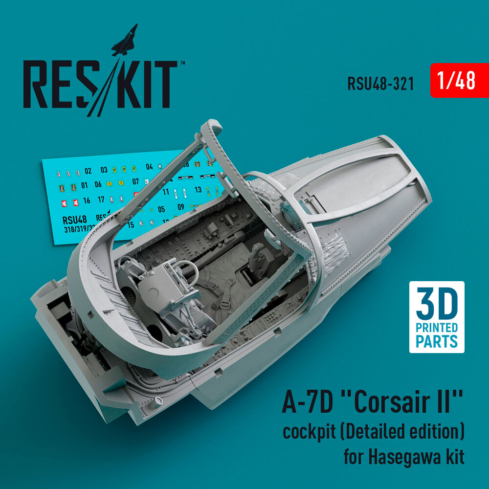 A-7D Corsair II cockpit (Detailed edition) for Hasegawa kit (3D Printed)