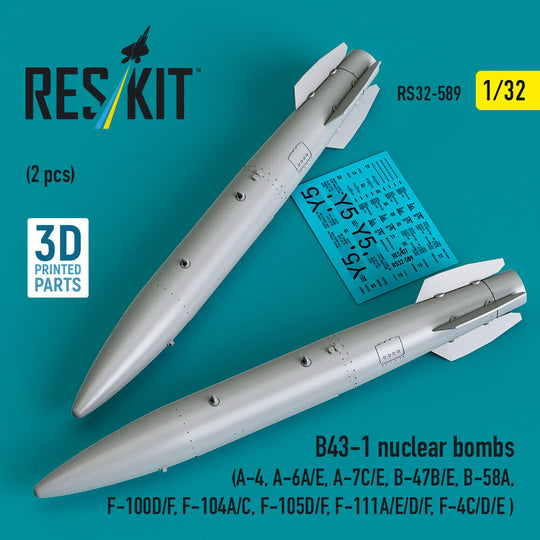 B43-1 nuclear bombs (2 pcs) (A-4, A-6A/E, A-7C/E, B-47B/E, B-58A, F-100D/F, F-104A/C, F-105D/F, F-111A/D/E/F, F-4C/D/E ) (3D Printed)