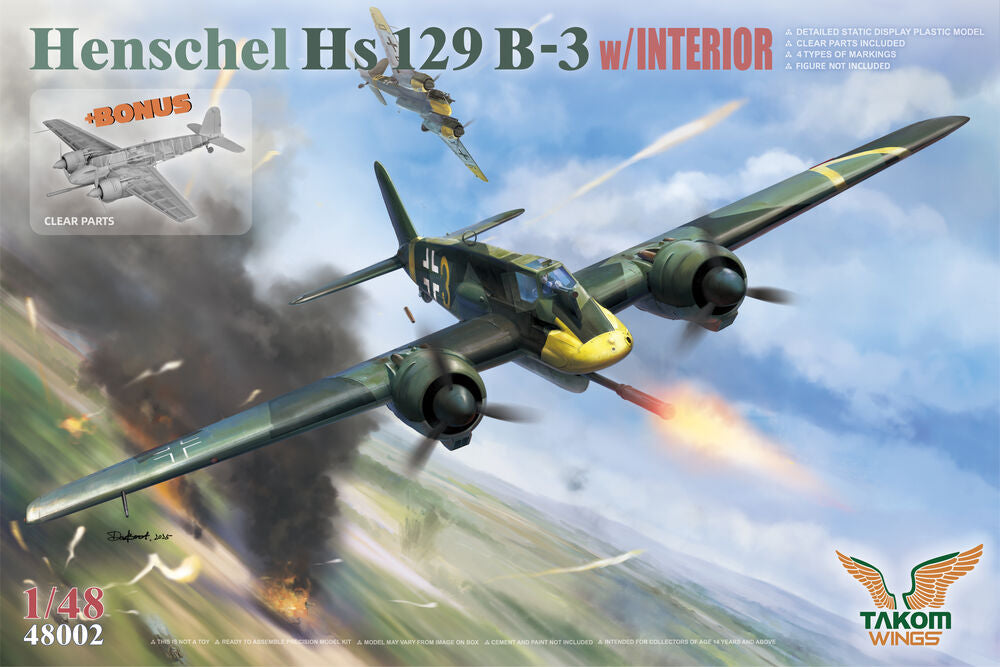 Henschel Hs 129 B-3 w/INTERIOR + BONUS (CLEAR PARTS)