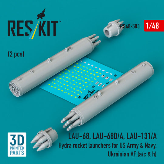 LAU-68, LAU-68D/A, LAU-131/A Hydra rocket launchers for US Army & Navy, Ukrainian AF (a/c & h) (2pcs) (3D Printed)