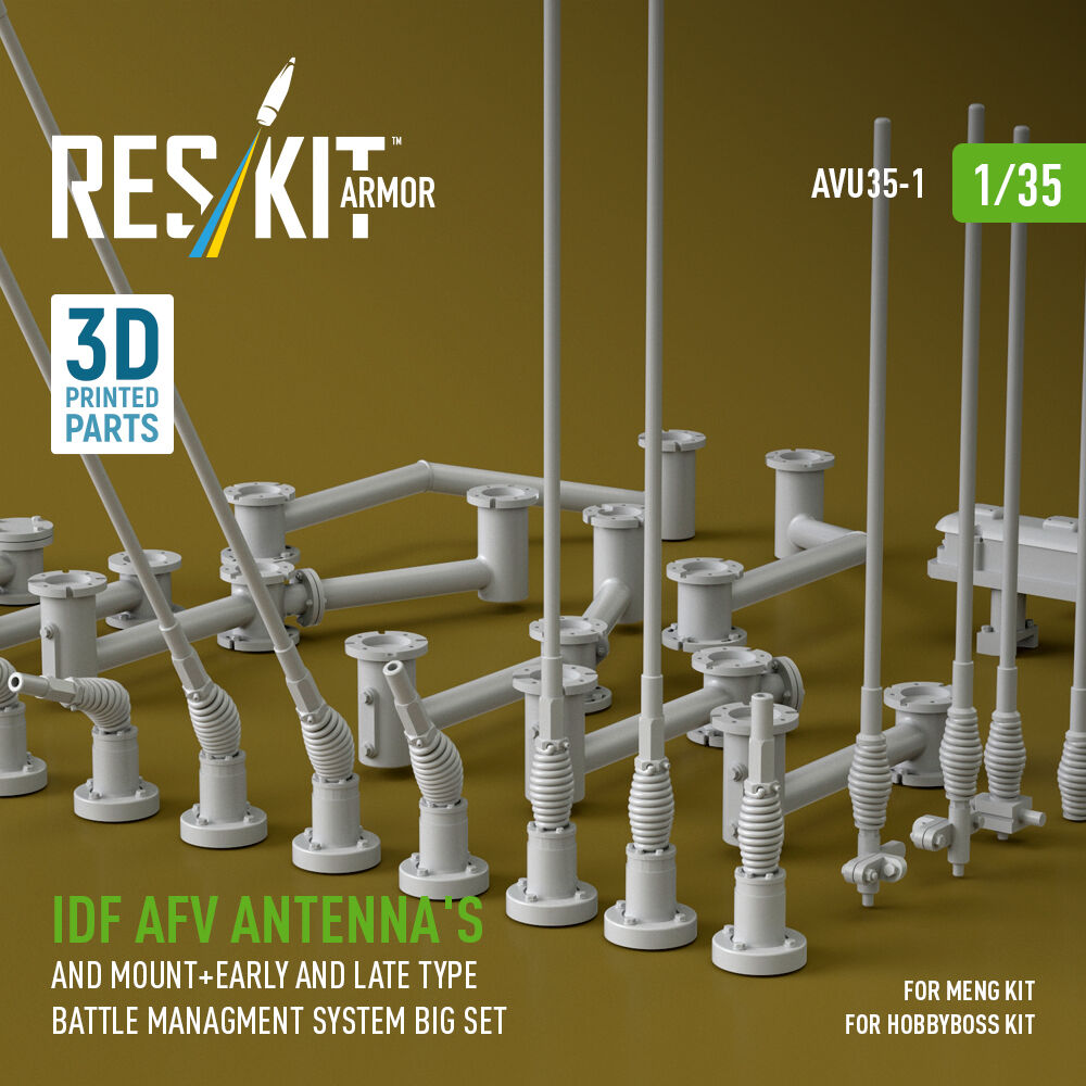 IDF AFV antenna's and mount+early and late type battle managment system big set (3D Printed)